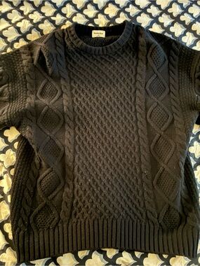 Sunday Best  Cable Knit Crewneck Sweater - Navy